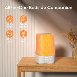 Wake Up Light Sunrise Alarm Clock, Digital Bedside Clock Dimmable Night Light Lamp, White Noise Machine Sound Machine with 30 Soothing Sounds & Timer for Baby, Kids, Adults, Heavy Sleepers, Bedrooms