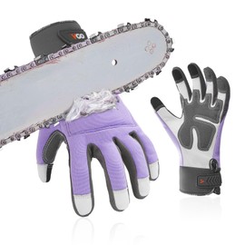 Vgo... Chainsaw Gloves 12-Layer Protection on Both Hands in Cowhide, Women Forestry Work Gloves Touchscreen Utility Touchscreen