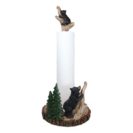 Ebros Gift Rustic Nature Wildlife Woodland Black Bear Cubs Climbing On Tree Branch in Pine Forest Paper Towel Holder Display Dispenser Stand Kitchen Bathroom Home Decor Party Hosting Accent