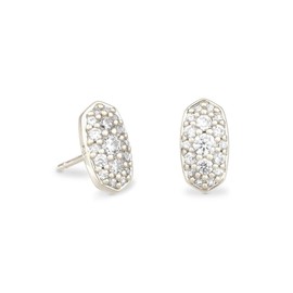 Kendra Scott Grayson Crystal Stud Earring in Silver-Plated Brass, Fashion Jewelry for Women, White Cubic Zirconia