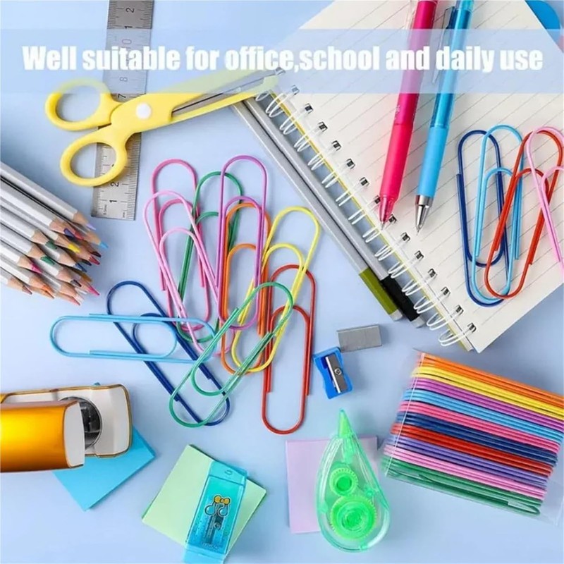 Clips de papel grandes, 50 clips de papel gigantes, multicolores,