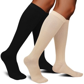 Aoliks 30-40 mmHg Medical Graduated Compression Socks for Men & Women - 2 Pack Extra Firm Support Knee High Circulation Socks