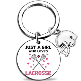 igvean Lacrosse Lover Keychain for Girls Women Lady - Purse Wallet Keys Pendant for Team Members Players - Backpack Ornament Gift for Clubs End of Season Party Favors