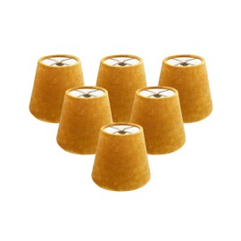 Royal Designs, Inc. Set of 6 Clip On Chandelier Shade Velvet Fabric, CS-1107-5MU-6, Mustard, 3 x 5 x 4.5 in, 6 Pack