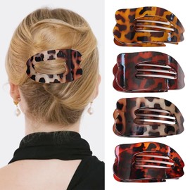 Aribliseza Flat Hair Clips, 4 Pack Small Hair Clips & Claw Clip for Women, Shiny Lay Flat Claw Clips with Strong Hold, Large Hair Clips for All Hair Types and Daily Style