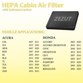 ZEZUT Cabin Air Filter, for Honda 2007-2016 CR-V, 2006-2015 Civic, 2003-2023 Accord, 2009-2023 Pilot, Odyssey, Crosstour, Passport, Acura ILX, MDX, RDX, Aroma (CF10134)