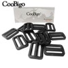 CooBigo 12pcs 1-1/4" Plastic Black Curve Slider Tri-Glide Adjust Tri-ring
