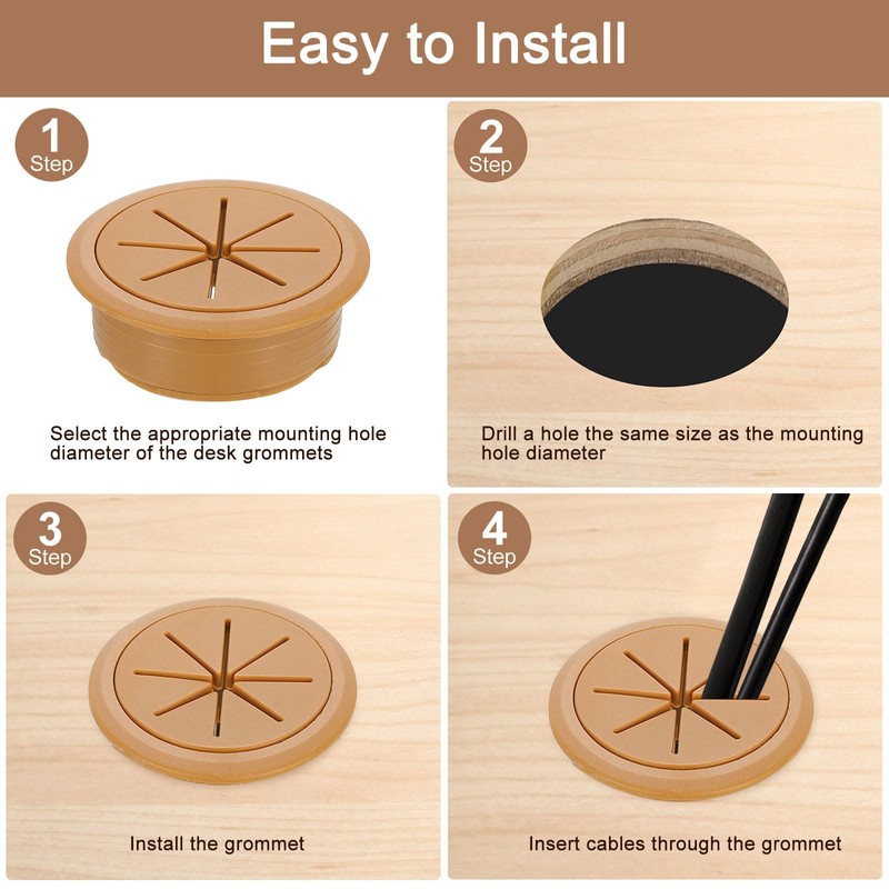 sourcing map 6 Pcs Desk Grommet, 1.97 inch 50mm Desk