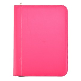 Arpan Deluxe A4 Size Zipped Conference Folder Professional Executive Portfolio Folder with Calculator, Notepad and Pen Holder (2, Pink)
