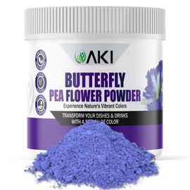 AKI Butterfly Pea Flower Powder For Tea (4oz / 114g) - Packed with Vitamins & Minerals - Experience Vibrant Colors - Transform the Dishes & Drinks with a Splash of Color | Non- GMO & Gluten Free