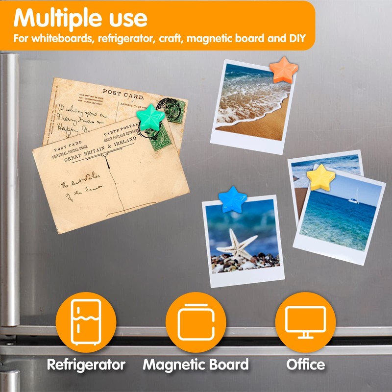 Wukong Pack of 24 Magnets for Whiteboard, 6 Colours, Star