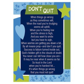 'Don't Quit' Laminated Pocket Prayer Cards - Pack of 25, Sports or Jobs