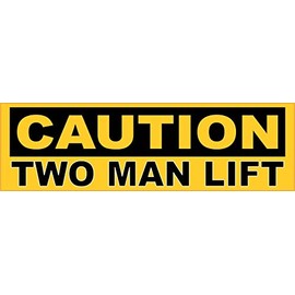 StickerTalk Caution Two Man Lift Vinyl Sticker, 10 inches by 3 inches