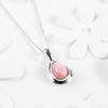 925 Sterling Silver and Peruvian Pink Opal Necklace, October Birthstone