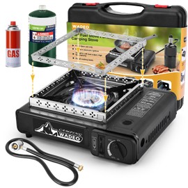 WADEO Dual Fuel Stove Portable Camping Stove with 3 FPropane Regulator Hose, Portable Gas Stove Windshield Camping Stove for Camping Hiking Party ﻿