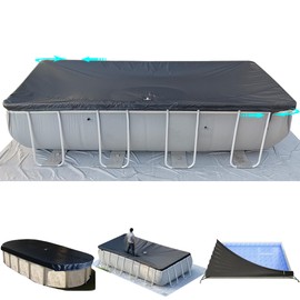 SIHAIAN 10x16Ft Rectangular Pool Cover with Side Storage for Oval and Rectangular Above Ground Pool, One-Piece Solar Oval Pool Cover, Preventing Waterlogging, UV and Weather Resistant WP:10000kPa+