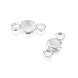 925 Sterling Silver Bezel Cups - Set of 12 Pendant Tray - 4mm Sterling Silver Round Blank Bezel with 2 Loops- Cabochons for Jewelry Making - DIY Jewelry Supplies for Bracelets and Earrings