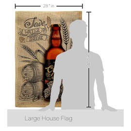 Breeze Decor Craft Beer Burlap House Flag Pack Beverages Happy Hour Game Pong Party Ale Lager Support Our Troops Decoration Banner Small Garden Yard Gift Double-Sided, Made in USA