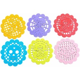 Genérico Portavasos Mexicanos Set de 6, Estilo Papel Picado, Diseño Dia de Muertos, Decoracion Elegante para Mesa, Regalo Original