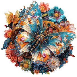 SECOGM Wooden Puzzles for Adults - Mechanical Butterfly Puzzles for Adult - Unique Animal Shape Wood Puzzles - Birthday Gifts for Puzzle Lovers, Family (11.4 * 11.4in-200 Pieces)