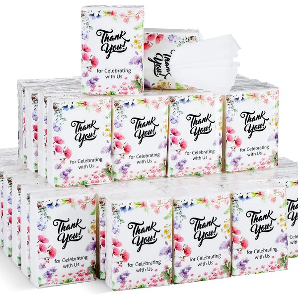100 Packs Bulk Travel Pocket Mini Tissues 3 Ply Pocket Tissues Wedding Favors for Guests Tissues Packs Return Gifts Wedding Party Guests Keepsakes for Wedding Baby Shower Anniversary Graduation