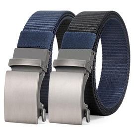 WERFORU Men Ratchet Belts Nylon Belts for Men Reversible Buckle Belt 2-in-1 Belt Casual Belt for Gift (Blue/Black,47":Fit Waist Size 36"-40")