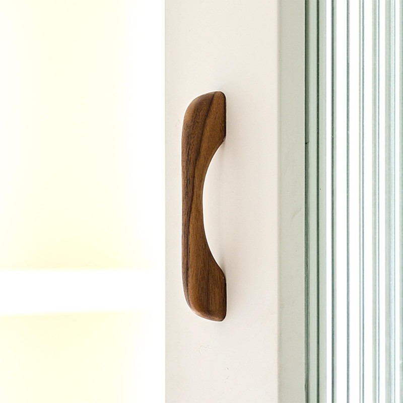 KOVNISE 2 PCS Cabinet Pulls Solid Wood Pulls Dark Walnut