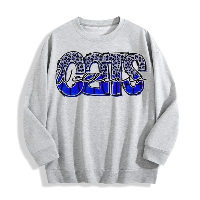 Wildcats Leopard Blue Graphic Crewneck Sweatshirt, US Warehouse, 6 ColorsSize: