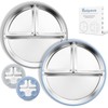 Bakpoco Bakpoco Stainless Steel Toddler Plate with Suction, 9 Divided Plates with Removable Silicone Sleeves for Kids, Non Toxic & BPA Free | Non Slip | Unbreakable Baby Snack Dishes Set of 2, Blue & Gray