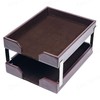 Dacasso Dark Brown Bonded Leather Front-Load Double Letter Tray Set