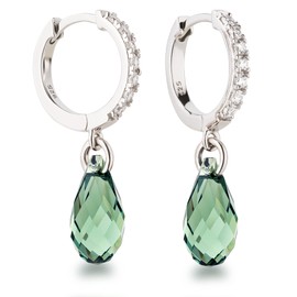 Schöner-SD Hoop Earrings with Crystal Drops 925 Silver, Glass