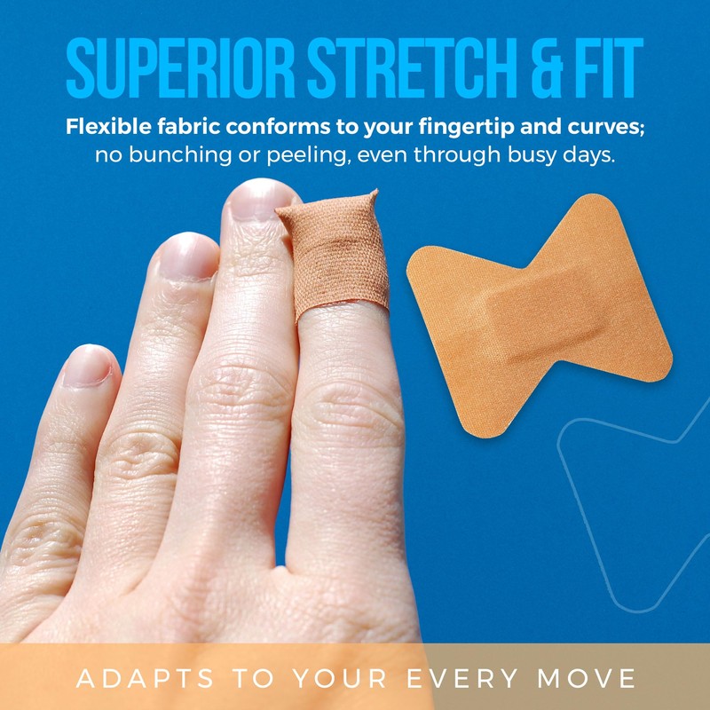 Flexible Fabric Bandages - Flex Fabric Adhesive Bandages Finger-Tip Care