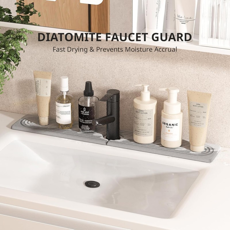 23.9 Inch Diatomite Faucet Mat for Kitchen & Bathroom Sink