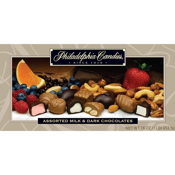 Philadelphia Candies Assorted Milk and Dark Chocolates, 1 pound Gift Box