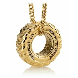 Shields of Strength Women's Gold Stainless Steel Tire Necklace-Phil 4:13 Shields of Strength