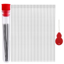 30 aghi da cucito con ago a perla, aghi da perline lunghi e dritti, 0,45 x 55 mm, ago da ricamo con infila ago per la realizzazione di braccialetti