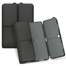 FYY Daily Pill Organizer,7 Compartments Portable Pill Case Travel Pill Organizer,[Folding Design] Large Pill Box for Purse Pocket to Hold Vitamins,Cod Liver Oil,Supplements and Medication-Clear Black