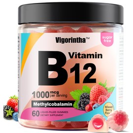 Vigorintha Methyl Vitamin B12 Gummies 1000mcg, Vitamin B12 Methylcobalamin Supplement for Energy & Metabolism, Sugar Free, Vegan, 60 Gummies.