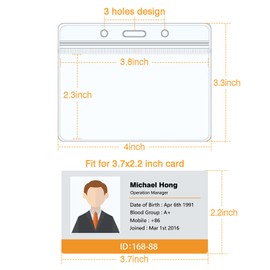Soleebee ID Card Holder Waterproof Plastic Transparent Card Holder ID Card Sleeves ID Card Holder Name Tags Protective Cover for ID Cards School Office (Pack of 12 Horizontal - Men)