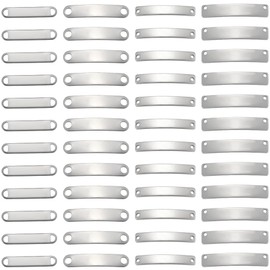 Beebeecraft 80Pcs 4 Size Stamping Blank Tags Stainless Steel Metal Links for Engraving 25~30mm Oval Curved Rectangle Links with 2 Holes Jewelry Connectors for Bracelet Necklace Dog Tags Making