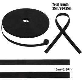 50 m Velcro Cable Ties, 10 mm Wide Velcro Tape on Both Sides Resealable Velcro Cable Velcro Tape Black for Indoor and Outdoor Use (25 m per Roll)