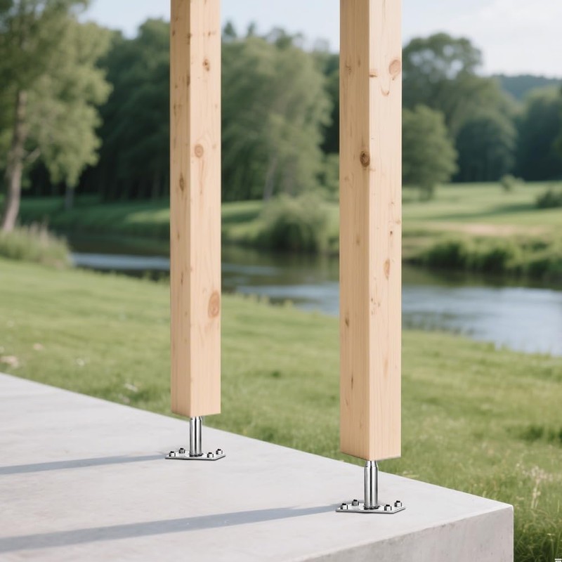 Post Support Height Adjustable, Galvanised 100-150 mm Post Brackets, Screw-On