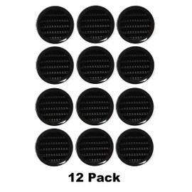 2" Round Plastic Louver Soffit Air Vent Reptile Screen Grille Cover Multiple Colors/Quantities (12, Black)