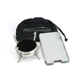 Polymath Products Phantom - Ultralight Stove and Windshield Set. Spill-proof burner with folding stand. Uses alcohol and gel fuel. For backpacking, camping, fishing and hiking. UK-Made.