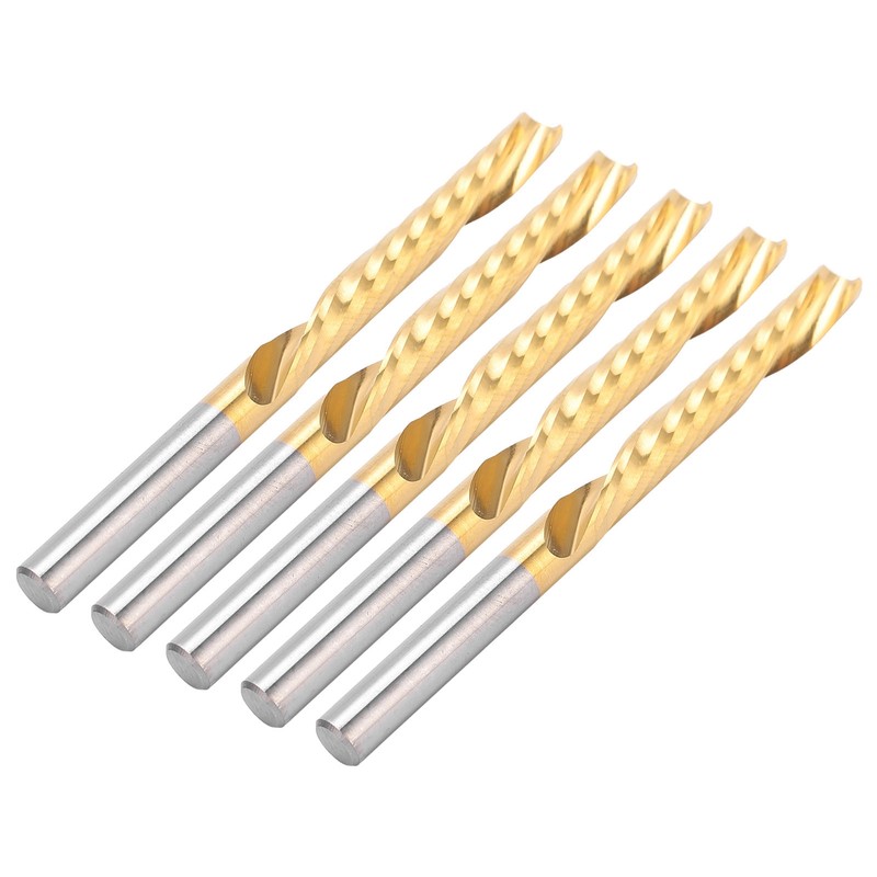 5Pcs End Mill TiPlated 1Flute CNC Spiral Router Bit HighSpeed