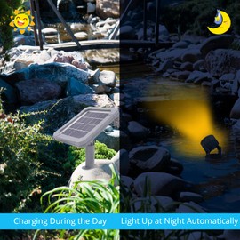Solar Underwater Submersible Pond Light,Colamarine Amphibious Solar Spotlight 6LEDs IP68 Warm White Outdoor Landscape Lamp Auto ON/Off for Garden Pond