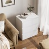 Bamjoy White Nightstand with 3 Drawers, Beside Table with Drawers
