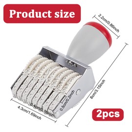 GOMAKERER Pack of 2 8 Digit Number Stamps, 0-9 Numbers, 2 Symbols, Price Tag Stamp, Adjustable Date Sign Stamp, Roll Stamp, Made of Plastic, DIY Stationery for Business, Scrapbooking, White
