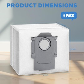 6-Pack Replacement Dust Bags for Roborock, Compatible with Q5, Q7, Q8, S7, S8 Series | Fits S8 Pro Ultra, S7 MaxV Ultra, Q7 Max+, Q5+