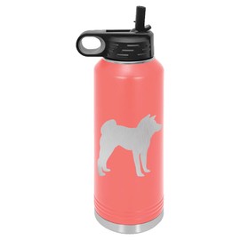 Akita Dog Insulated Water Bottle | Stainless Steel | Akita Dog Lover | Akita Gifts (20 oz, Coral)